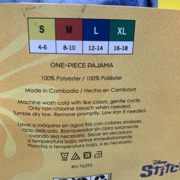 New In Package Disney Women's Stitch One-piece Pajama Blue Small With Hood - Picture 6 of 7